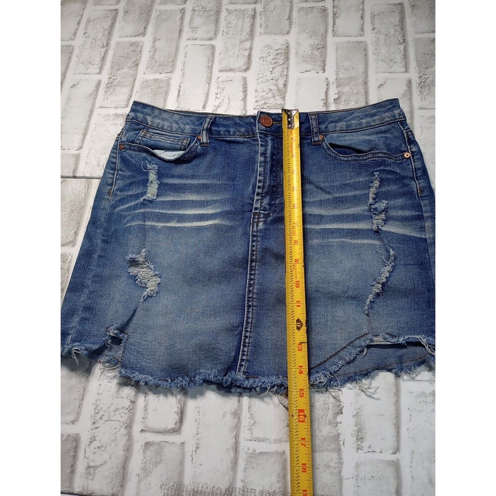 Indigo Rein Juniors Size 13 Distressed Denim Mini Skirt - Picture 3 of 9